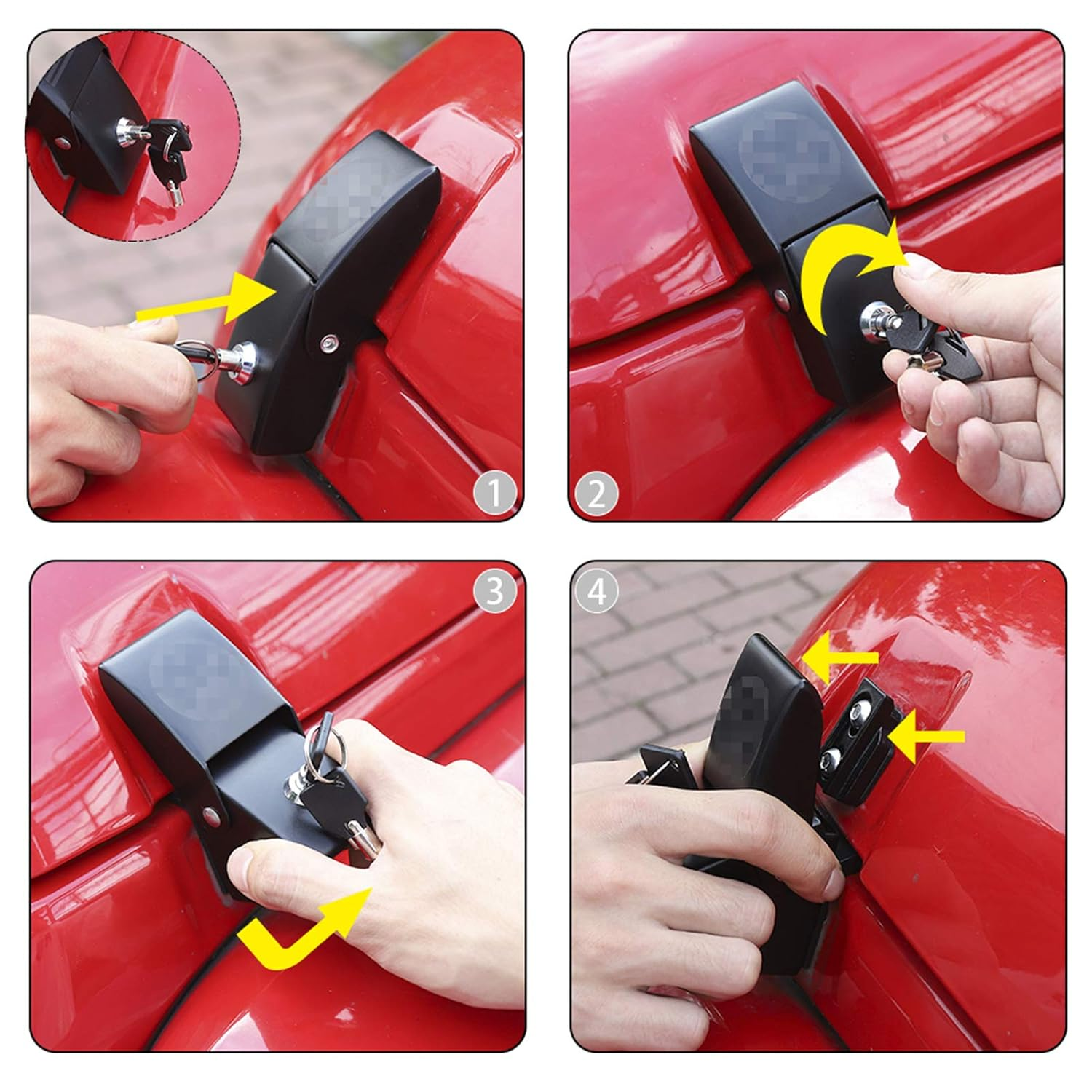 Jecar Hood Latches Locking Hood Catch Kit Aluminum Alloy Hood Locks for 2007-2018 Jeep Wrangler JK JKU, 2018-2020 JL JLU & 2020 Jeep Gladiator JT, Skull Style image number 2