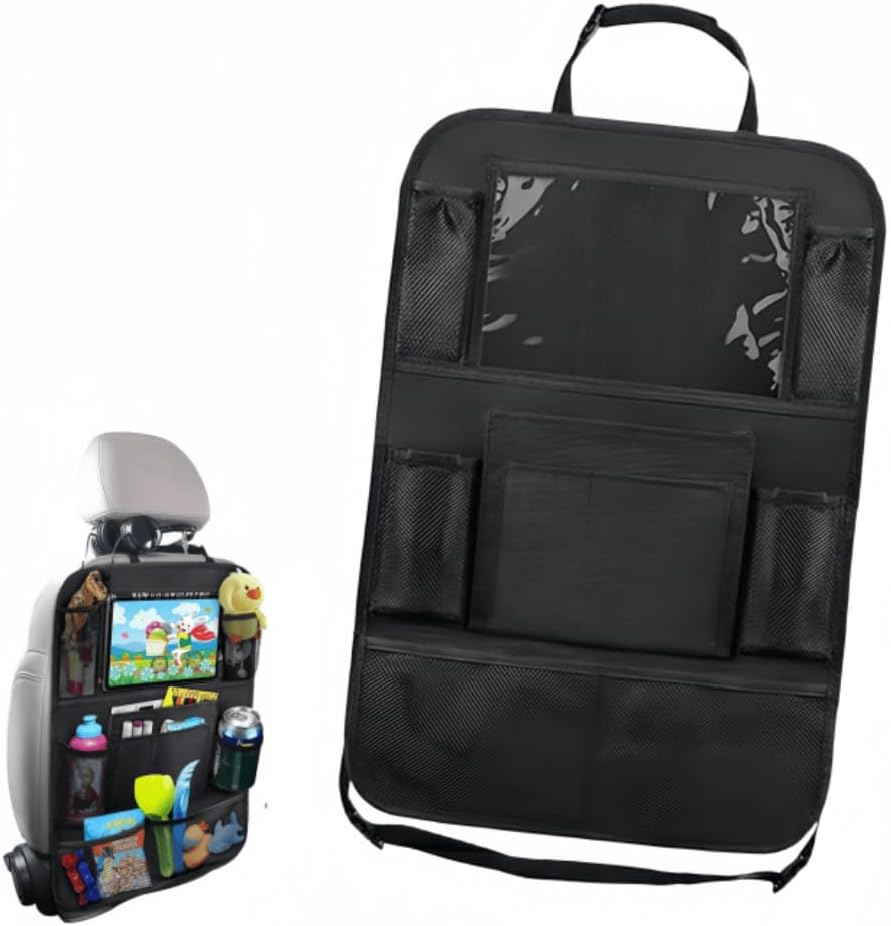 1 Pcs Car Organizer Back Seat, Car Backseat Organizer with 9 Storage Pockets, Back Seat Organizer for Kids Toddlers Car Seats, Travel Accessories(Black)