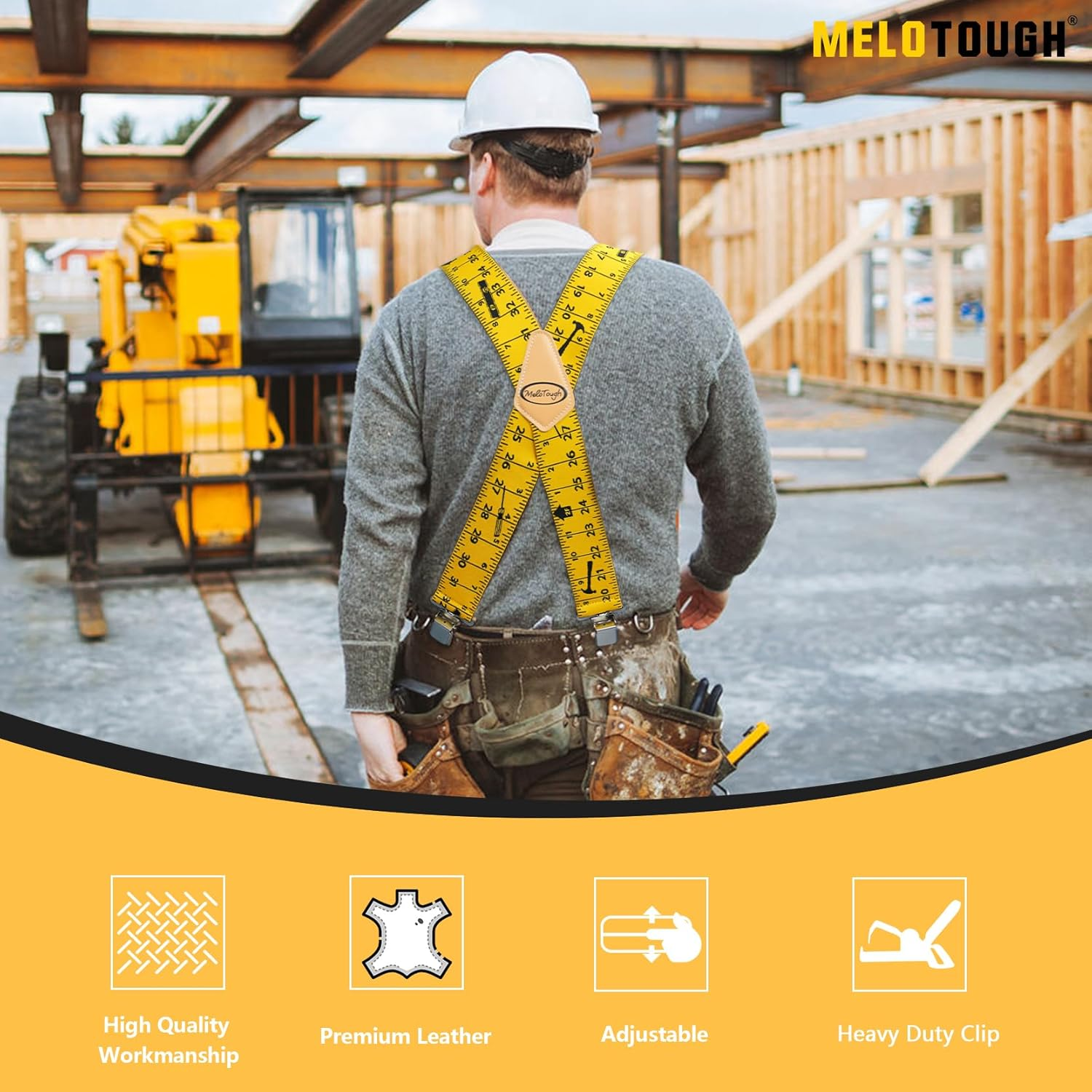 MELOTOUGH Men'S Suspenders W/Clip Heavy Duty Suspenders for Men Big and Tall Work Suspenders for Jeans image number 4