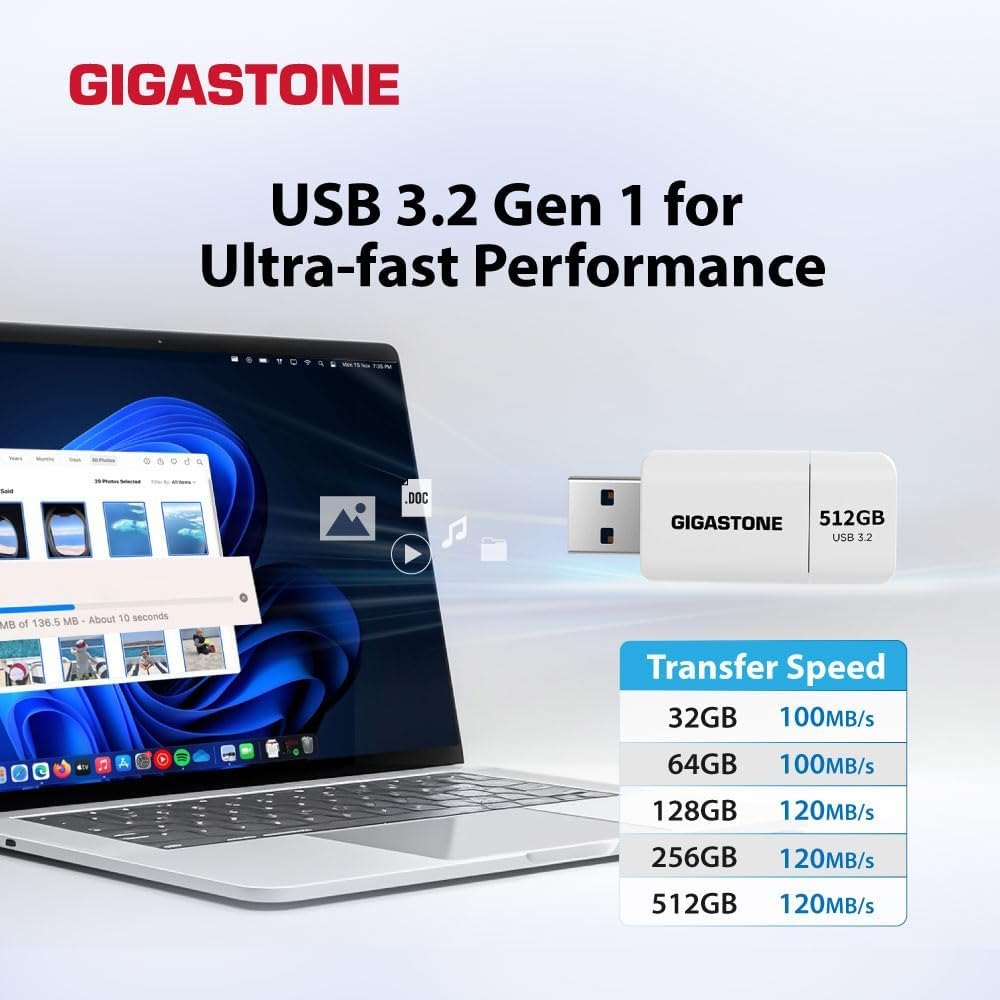 GIGASTONE Z60 32GB 2-Pack USB 3.2 Gen 1 Flash Drive, 100/40 Mb/S Ultra High Speed Pen Drive, Capless Retractable Design Thumb Drive, USB 2.0 / USB 3.0 / USB 3.1 Interface Compatible image number 1
