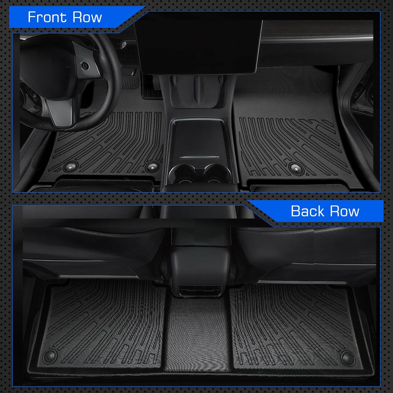 Floor Mats for Toyota Highlander 2008-2013 Non Hybrid, All Weather TPE Floor Liners, 3D Waterproof Custom Fit Car Accessories, 1St & 2Nd & 3Rd Row & Trunk Mat, Anti-Slip Mat Full Set