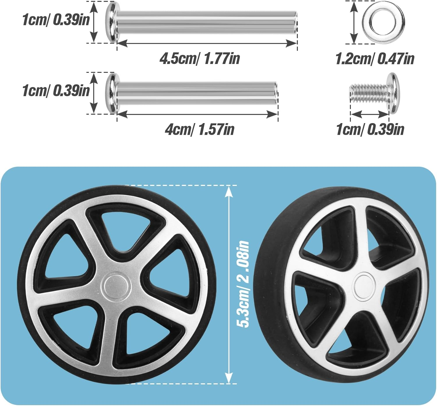 Volein Pack of 8 Suitcase Replacement Wheels Luggage Replacement Wheels Wear-Resistant Suitcase Wheels Rubber Replacement Wheels for Suitcases image number 6