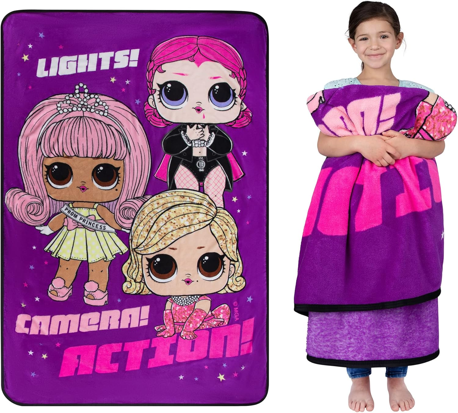 Franco Kids Bedding Super Soft Plush Micro Raschel Blanket, 62 in X 90 In, LOL Surprise