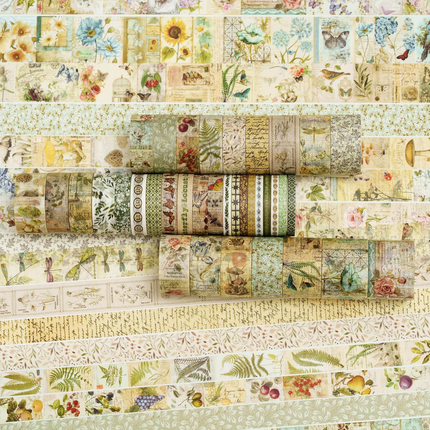 Songdao 36 Rolls Vintage Washi Tape Pack Retro Arts Adhesive Tapes Wide Chronicle Decorative Masking Tape Sets for Craft, Kids, Scrapbook, DIY, Gift Wrapping (Forest Praise) image number 4