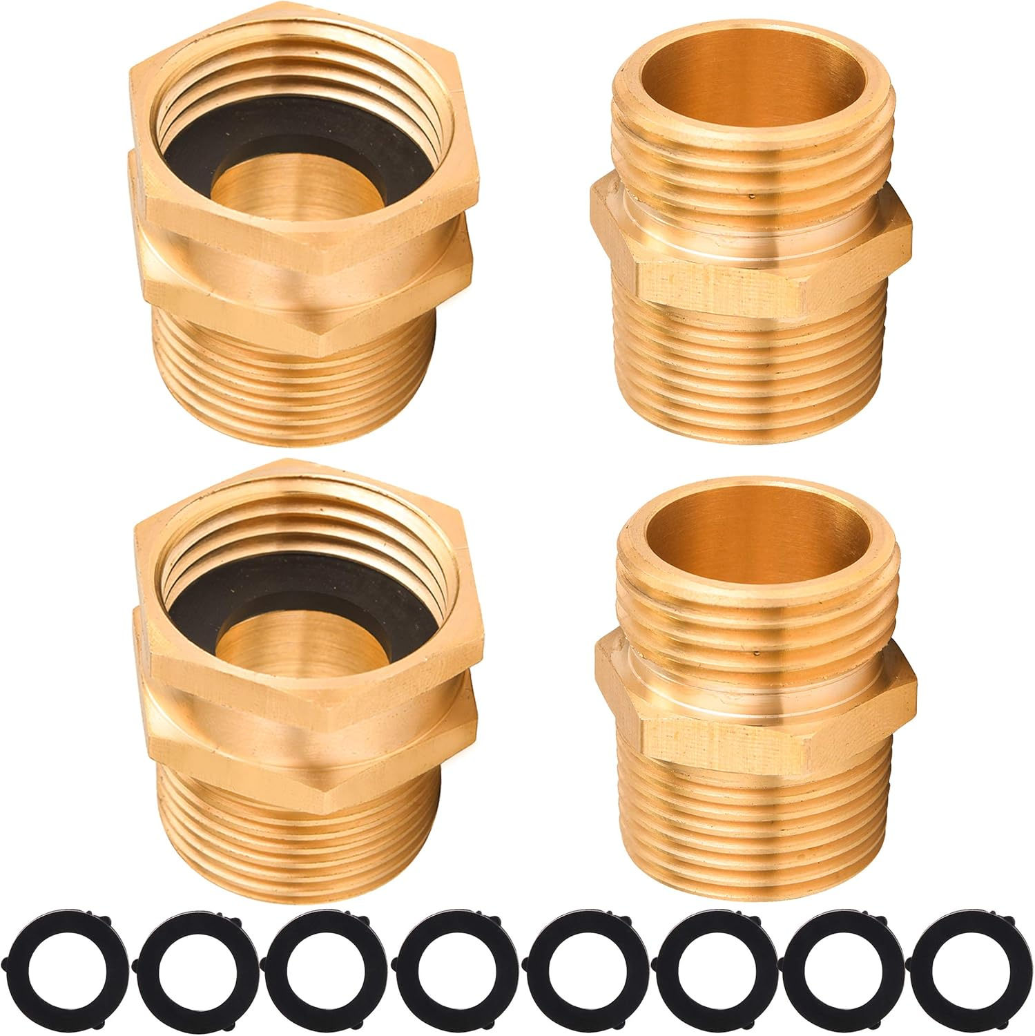 M MINGLE Garden Hose Adapter, 3/4 Inch GHT to 3/4 Inch NPT Brass Connector, with Extra 8 Washers image number 2