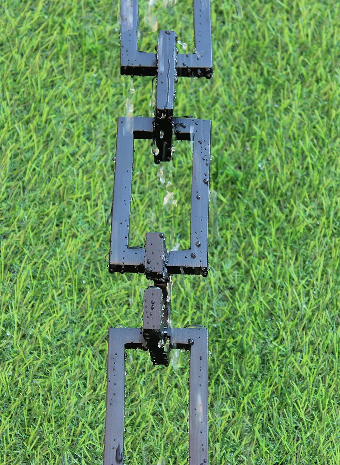 KAM Home Aluminium Artware Rectangle with Square Rain Chain with Installation Kit (Black, 12) - Black, 12.0 Feet image number 2