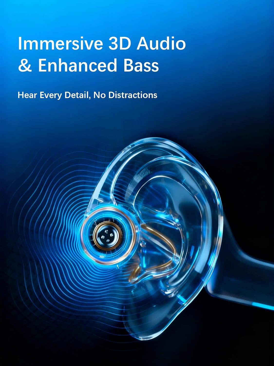 Essonio Ultra-Lightweight (26G) Bone Conduction Headphones for Swimming, IP68 Waterproof MP3 Player with 16GB Storage, Bluetooth 5.3 Open-Ear Headphones, 3D Surround Sound for Running & Sports (Black) - Black image number 5