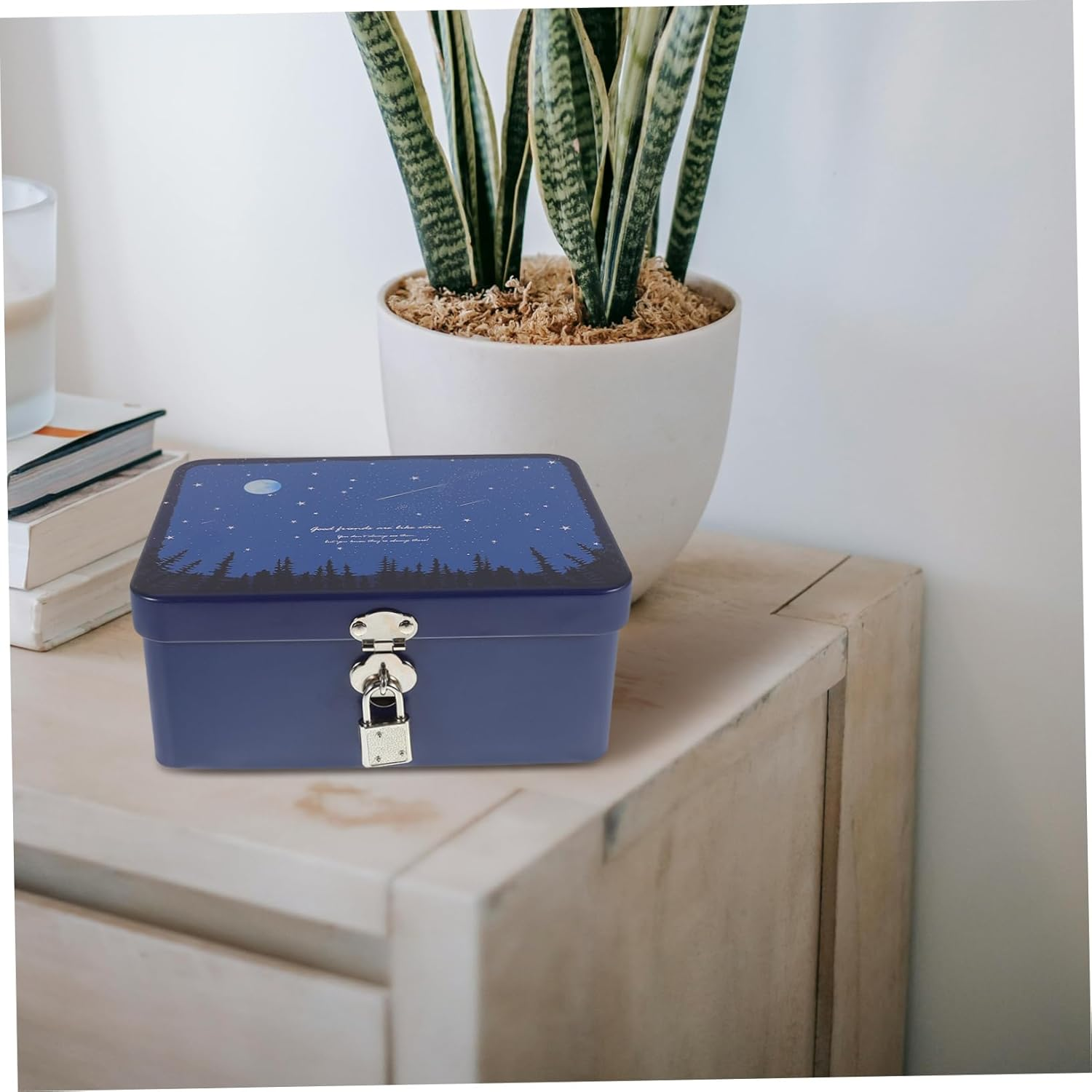 Mobestech Lockable Storage Box Tin Case Lock Jewelry Piggy Bank for Adults Storage Box Home Decorative Accessories Candy Tins Retro Tinplate image number 1