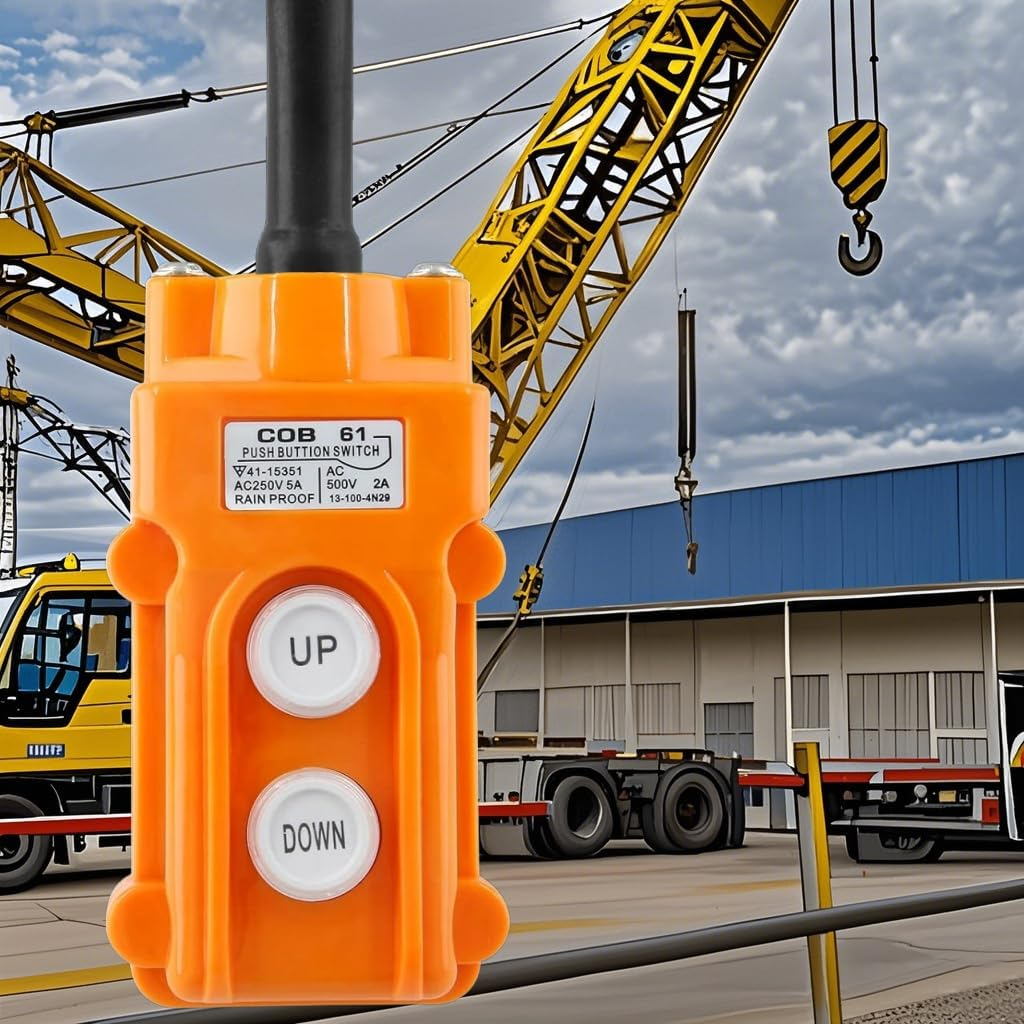 Aikoolwer 2 Ways Hoist Crane Push Button Switch Rain Proof Up-Down Switch Control Station Momentary COB61-UP-DOWN image number 5
