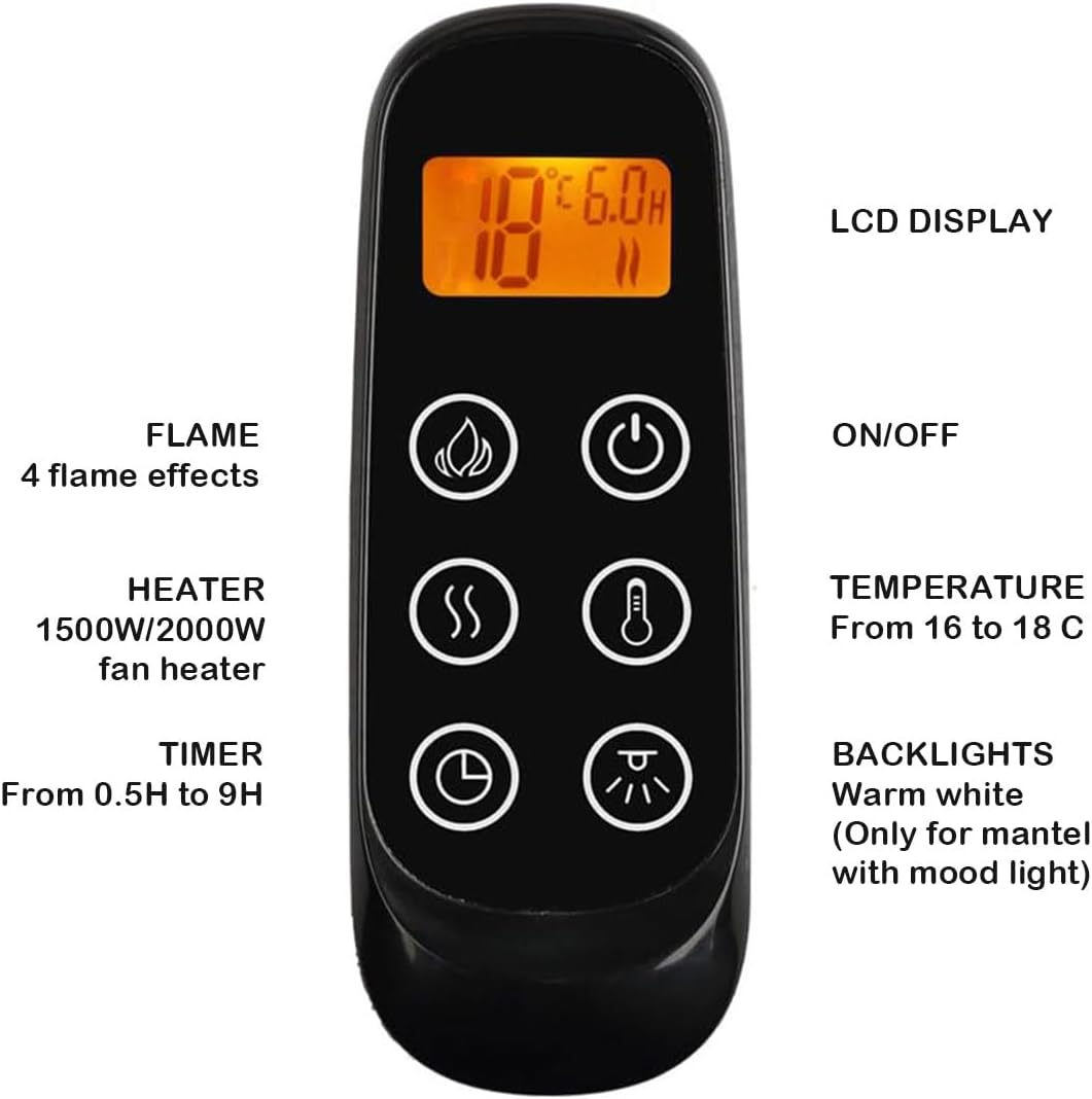 Modaliving Jade 2000W Electric Fireplace Heater White Mantel Suite image number 2
