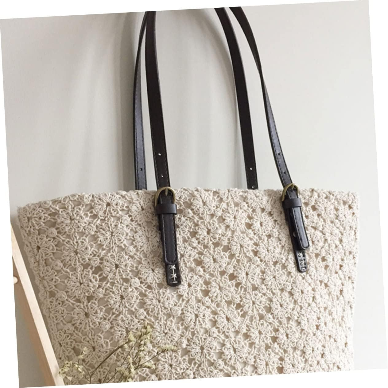 IWOWHERO 2Pcs Synthetic Leather Handbag Handles Tote Bag Replacement Strap DIY Bag Belt for Women Dual Buckle and Adjustable image number 5