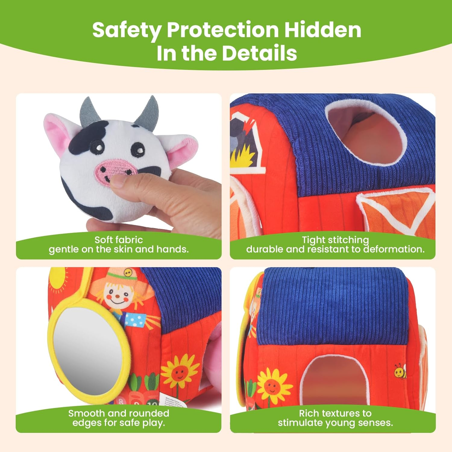 Farm Animal Blind Box, 6 Pack Sensory Plush Dolls for Infants 6-12 Months, Educational Baby Toy & Shower Gift