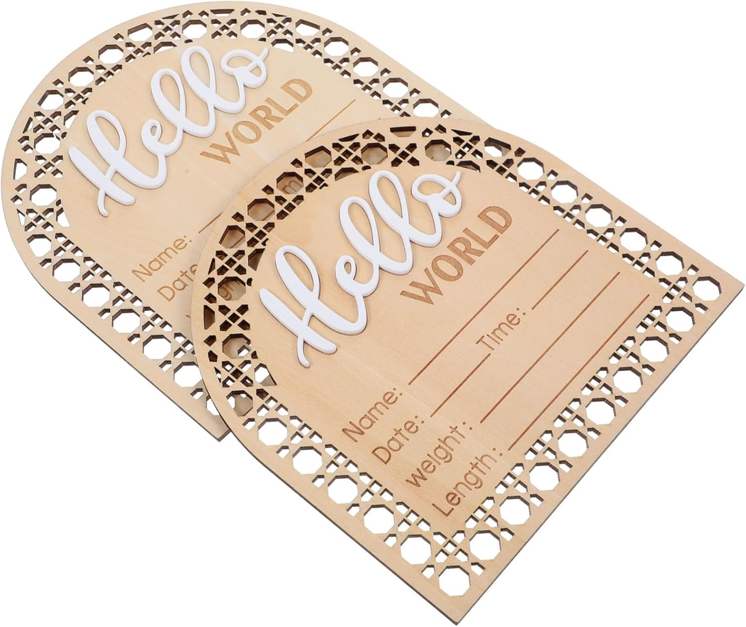HANABASS 2Pcs Wooden Announcement Sign Unique Newborn Name Announcement Board for Nursery Decor Adorable Plaque for Hospital and Home Celebrations