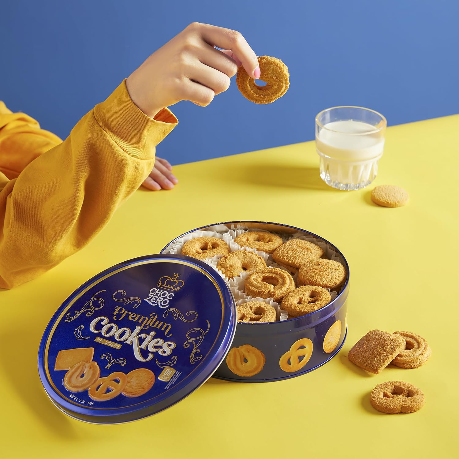 Choczero - Keto Butter Cookies - Danish Sugar Free Cookies, Large Gift Tin, Gluten Free, Low Carb (1 Can, image number 5