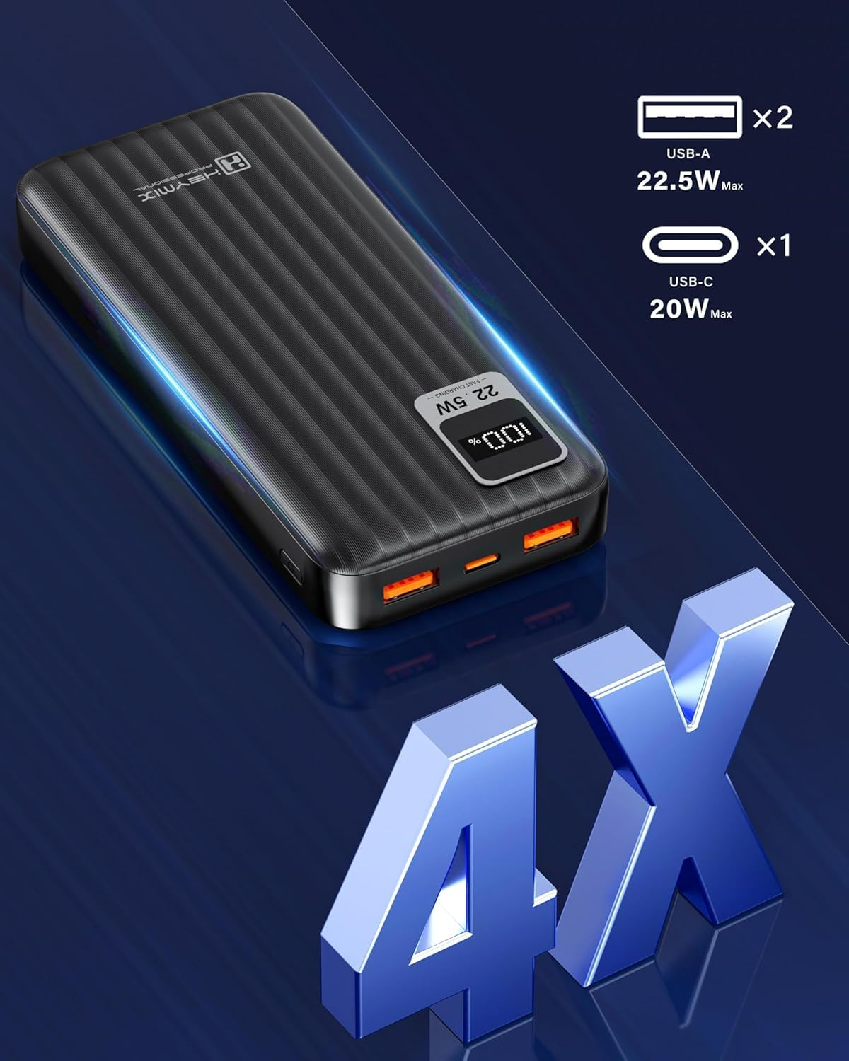 HEYMIX 20000Mah Power Bank, 22.5W Powerbank Portable Charger, USB-C Fast Charging Power Bank, 3-Port PD3.0/QC4.0 Battery Pack Compatible with Iphone 15/14/13, Samsung S23/S22/S21, Pixle, Ipad, Switch image number 4