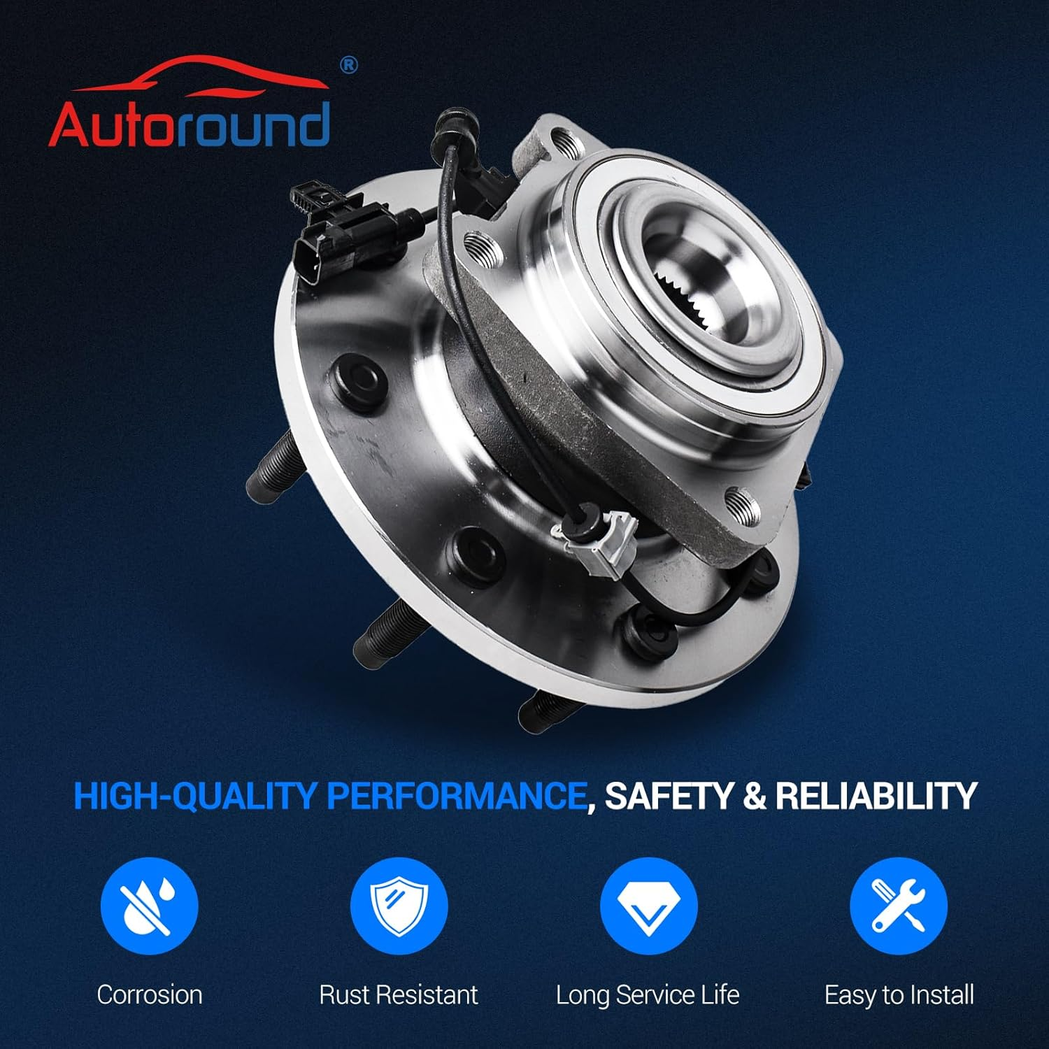 Autoround 515145 Front 4WD Wheel Hub and Bearing Assembly Compatible with 11-20 Chevrolet Silverado 2500/3500 HD, 11-20 GMC Sierra 2500/3500 HD 8 Lugs W/Abs image number 2