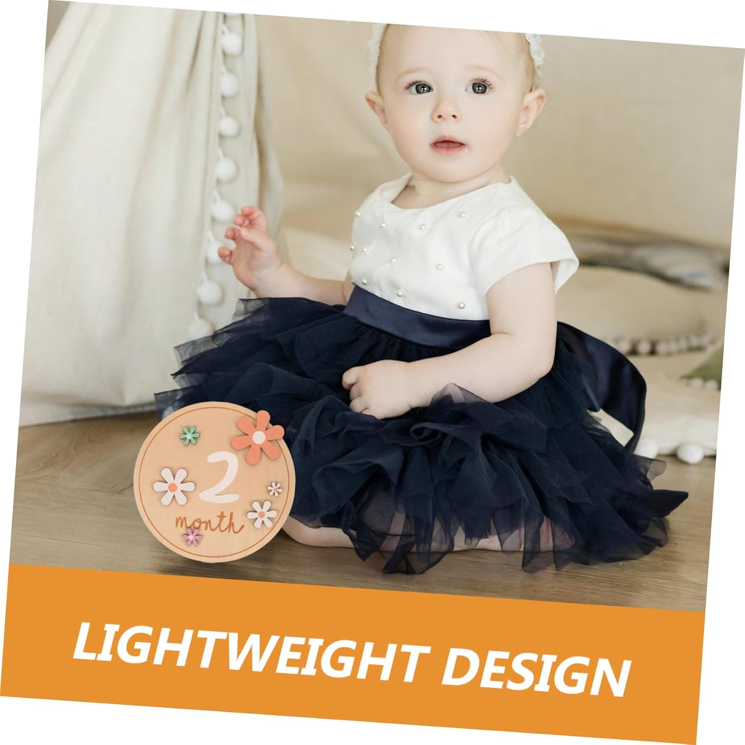 ERINGOGO Wooden Newborn Milestone Cards Photography Props for Announcements Monthly Growth Signs for Showers and Parents