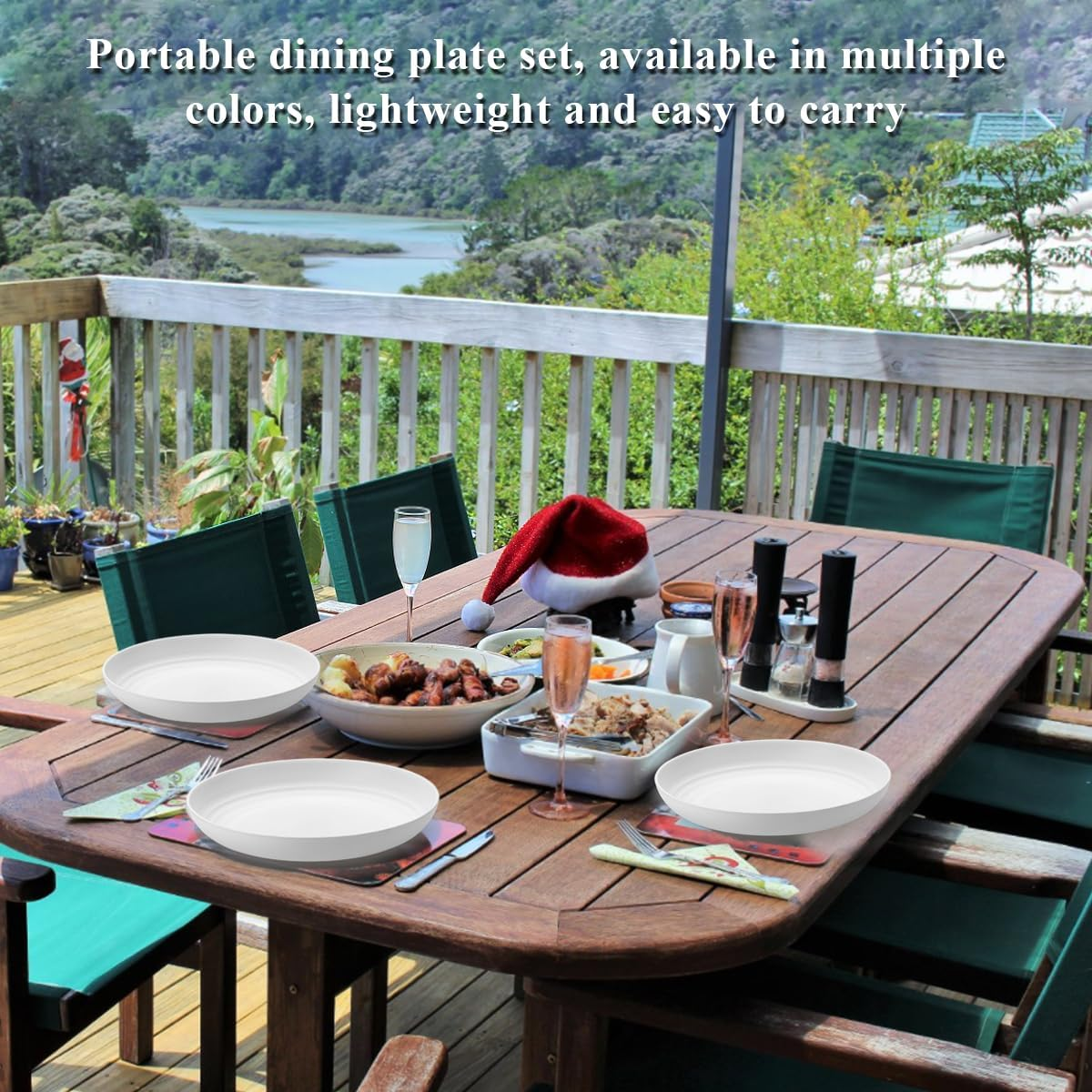 Berglander White Plastic Plates Set of 12 Pieces 9", Reusable and Sturdy Unbreakable Dinner Plates, Salad Plates, Pasta Bowls, Dishes for Home, Kid, Light Weight Easy Carry for Picnic, Camping image number 5