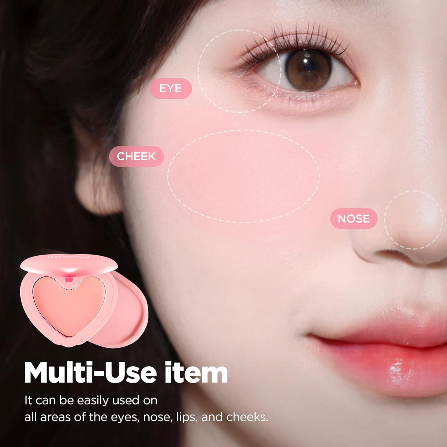 Lilybyred Luv Beam Cheek Balm | Heart-Shaped Korean Cream Blush, Semi-Matte Finish, Long-Lasting, Blendable & Buildable, Soft Creamy Texture, Lightweight, Natural Flush, 0.12 Oz. (06 Fluffy Peach)