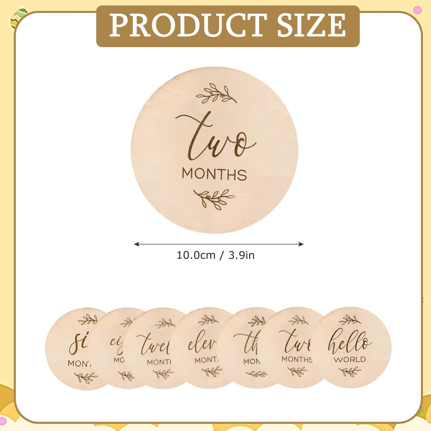 7 Pcs Baby Milestone Cards, Wooden Milestone Baby Cards, Double-Sided Wooden Monthly Newborn Welcome Signs, 10Cm round Month Baby Milestone Signs for New Parents Gift Set (Minimalism Theme) image number 4