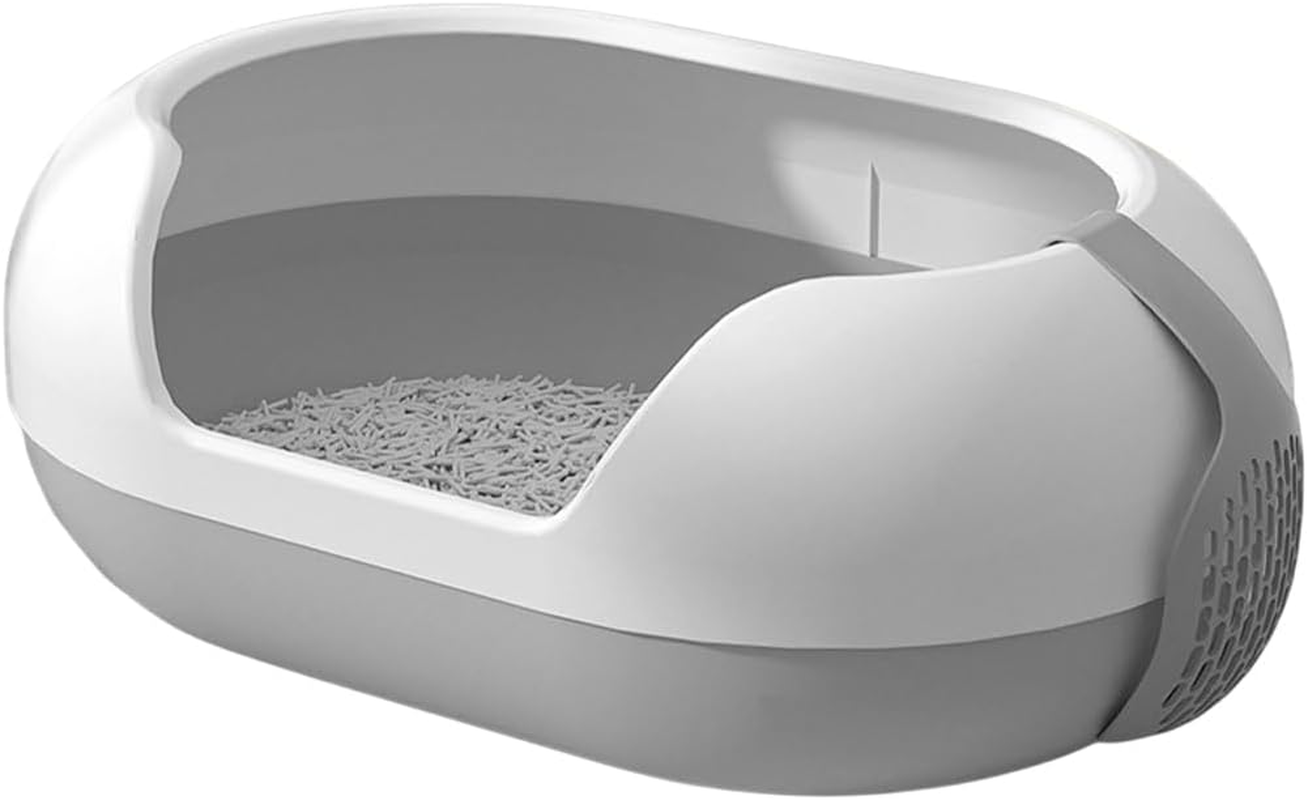 AIMALL Large Semi Closed Cat Litter Box Covered Litter Pan for Cats Easy Clean Design