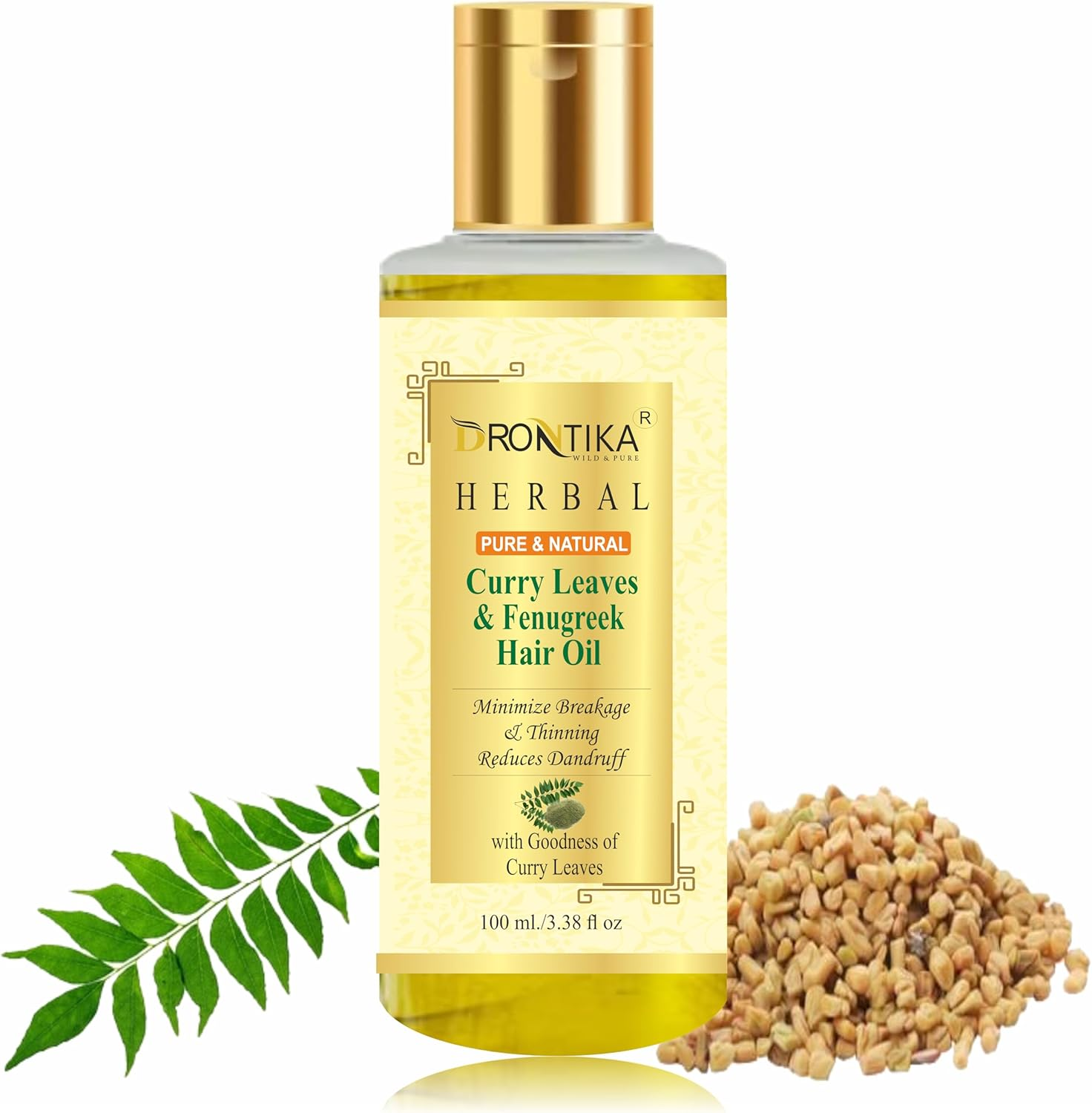 Khadi Drontika Curry Leaves & Fenugreek Hair Oil for Hair Fall and Greying Control - with Vitamin E - 100Ml image number 2