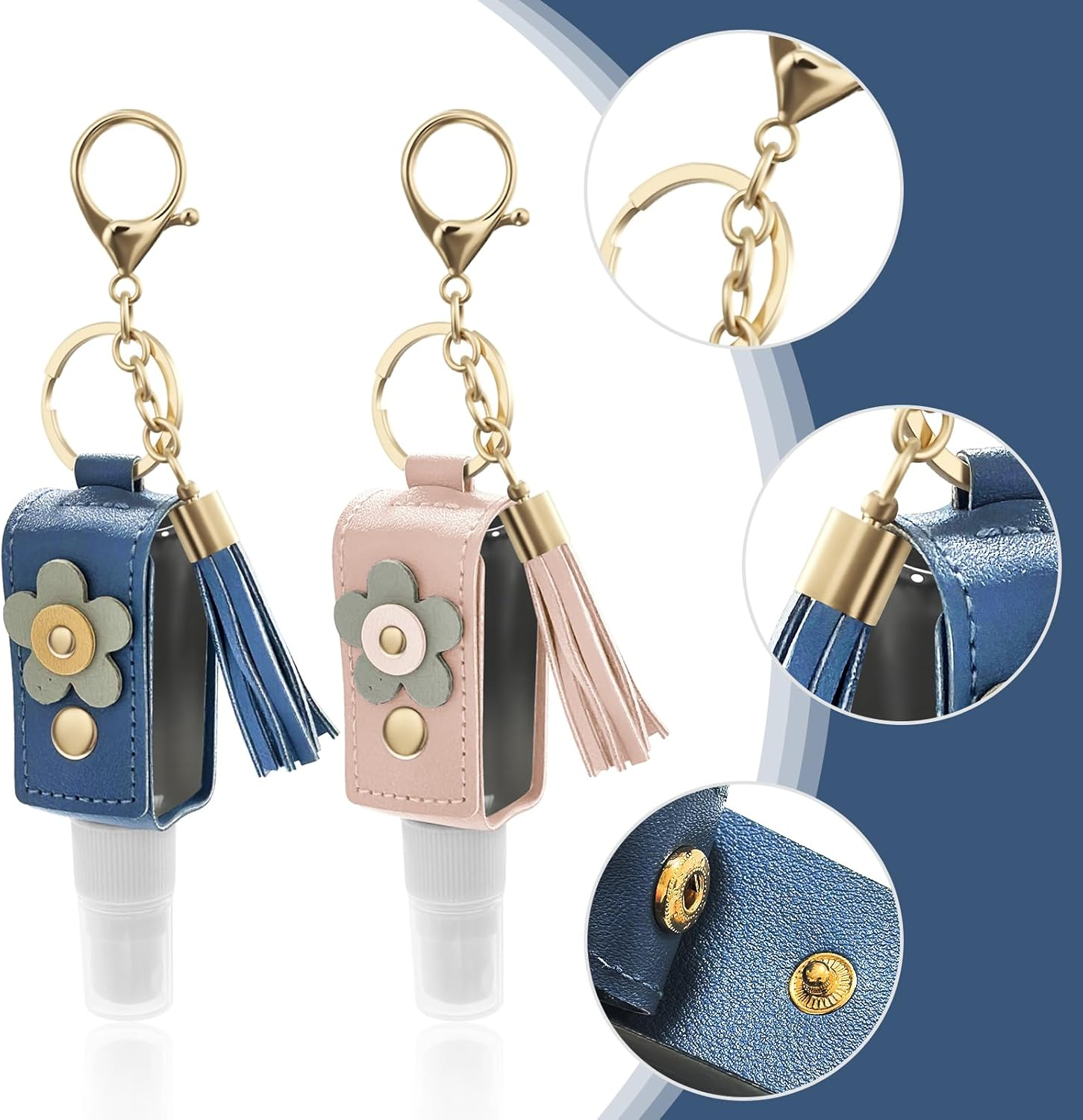 BEZANU Hand Sanitizer Keychain, 2 PCS Portable Travel Spray Bottle for Traveling Make-Up Skincare Cleaning (30Ml) image number 3