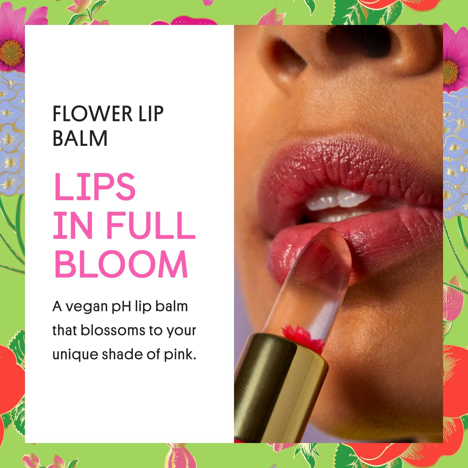 Winky Lux Flower Balm, Ph Lip Balm, Color Changing Lipstick and Tinted Lip Balm, Vegan & Cruelty Free, Hydrate & Plump, Sheer Pink Lipstick, Pink Flower with Vanilla Scent