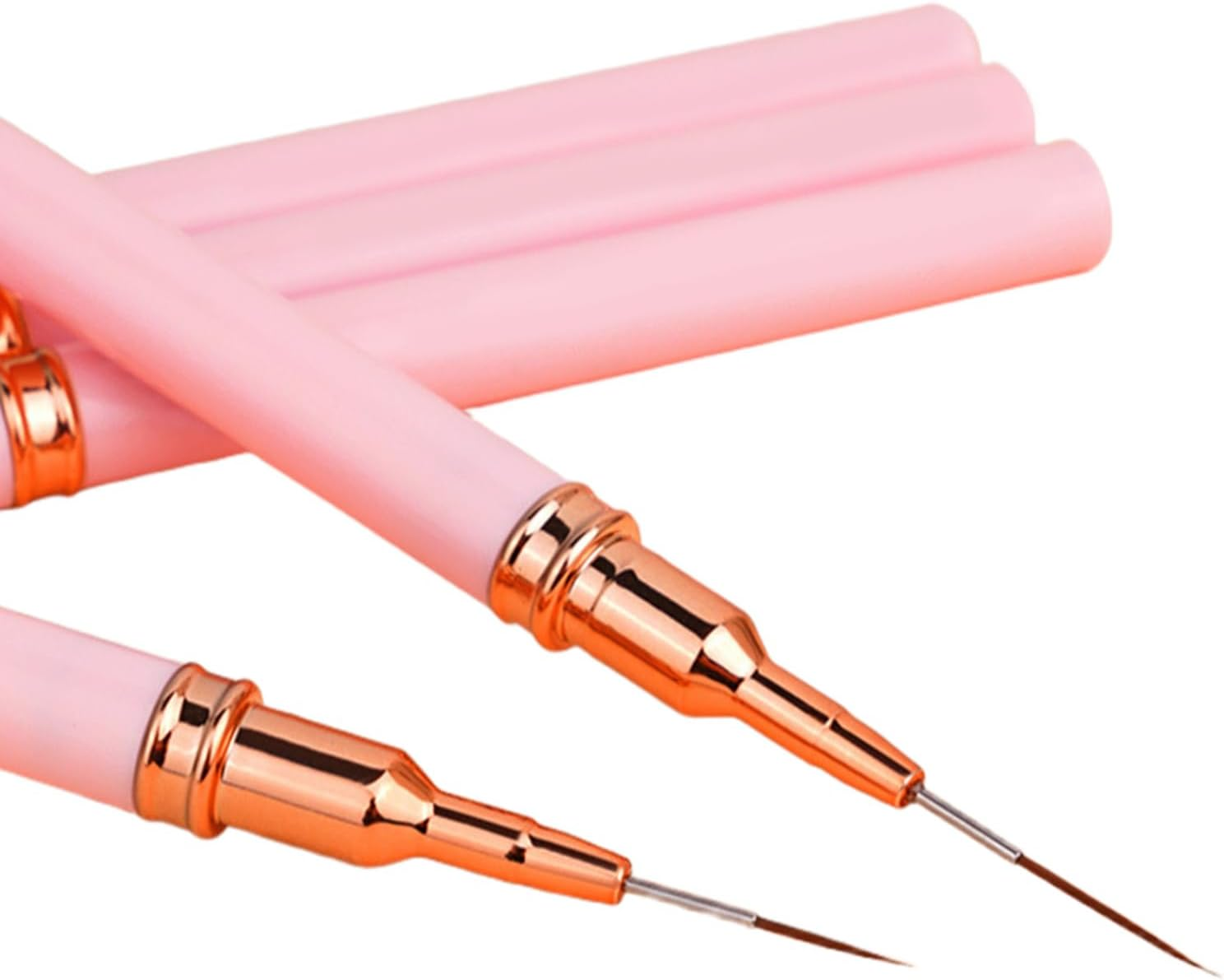 Pack of 5 Nail Brush, Nail Brush, Eyeliner Brush, Nail Art Brush Set, Liner Brush Set, Nail Brush Painting Pen with Fine Nylon Bristles in Sizes 7 Mm, 9 Mm, 11 Mm, 15 Mm and 25 Mm (Pink) image number 3