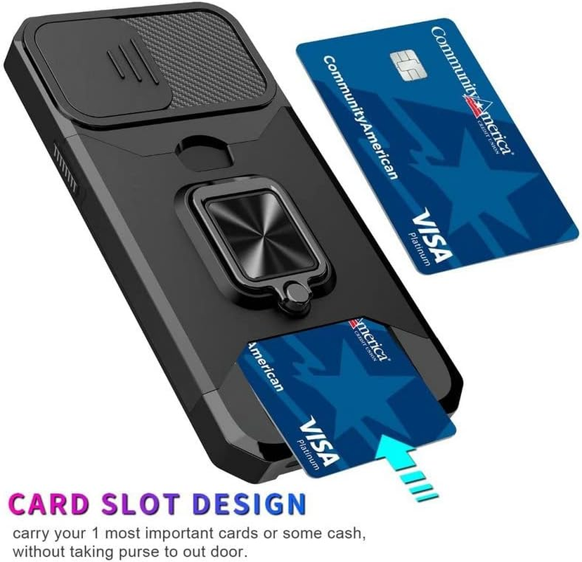 For Samsung Galaxy S23 Case Phone Cover Slide Camera Cover & Card Holder Slot 360&deg; Ring Kickstand Tough Heavy Duty Defender Armor Shockproof Military Galaxy S23 Wallet Case image number 5