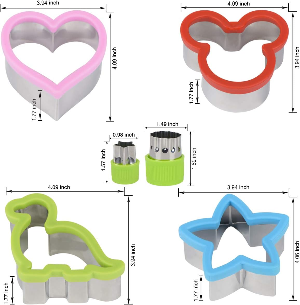 Sandwich Cutters Set for Kids, Mickey Mouse, Dinosaur, Star, Heart Shapes and Mini Vegetable Fruit Cookie Cutters Food Mold for Holiday and Party image number 6