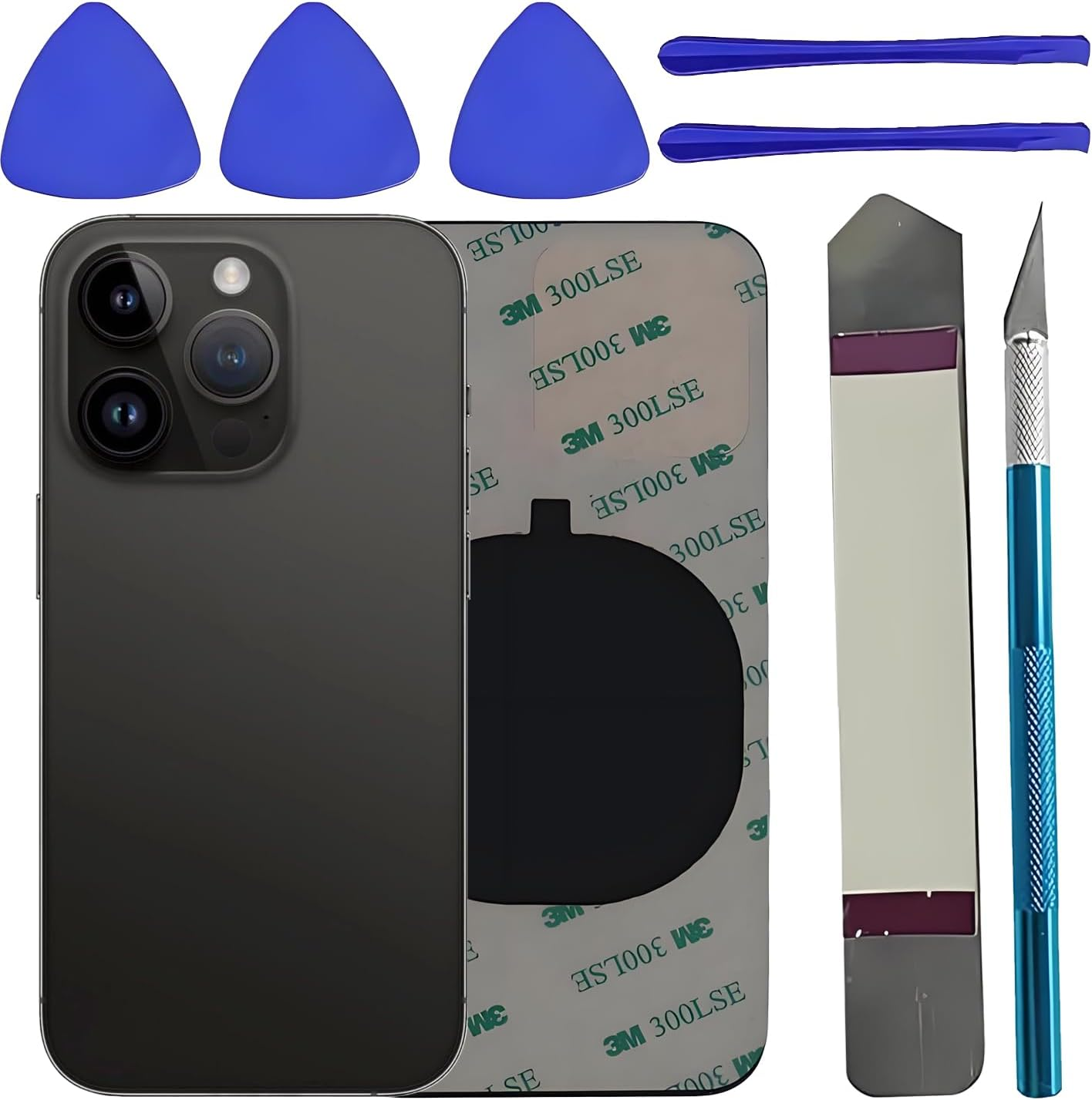 Lixiongbao Glass Back Replacement for Iphone 15 Pro Glass Back Replacement Kit with Pre-Installed Adhesive + Repair Kit (White)