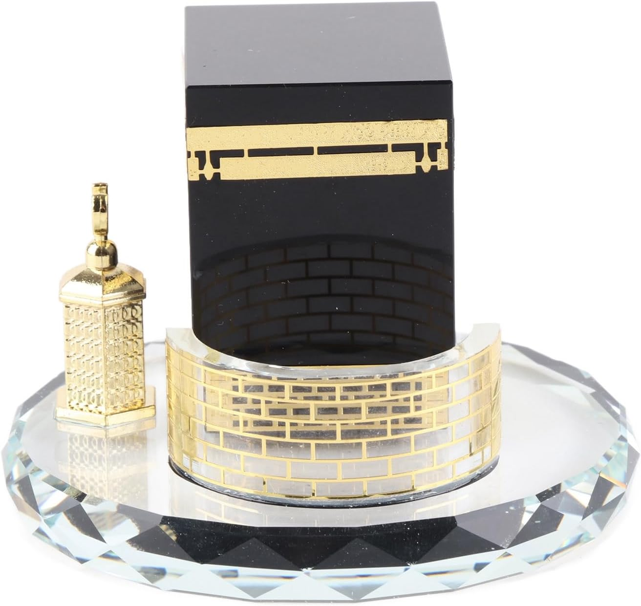 Islamic Crystal Decor Kaaba Model Office Supply, Muslim Crystal Gilded Caaba 3 Pcs Model Islamic Building Handicrafts Souvenirs Vehicle Decor image number 4