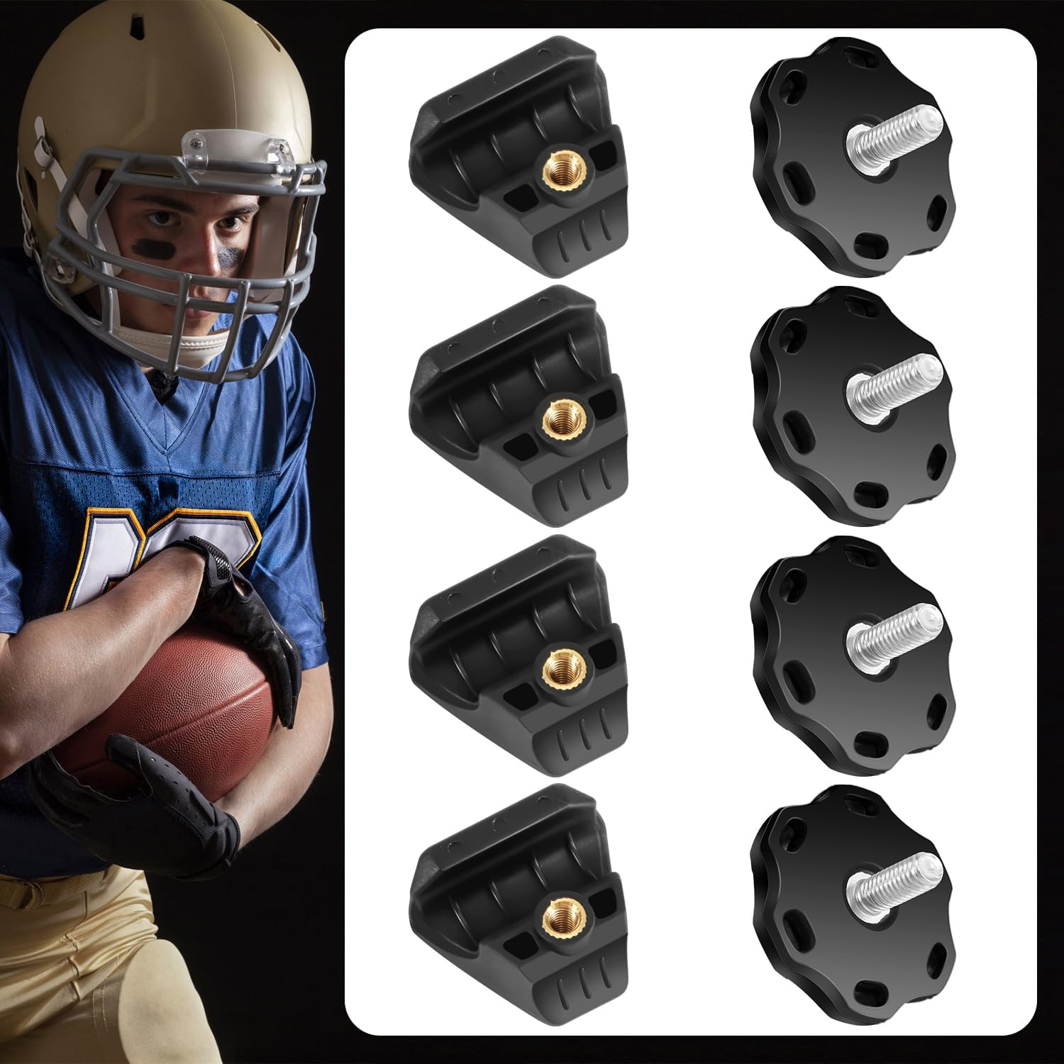 4 Pcs Football Helmet Clips, Football Visor Clips Helmet Screws Fasteners Football Helmet Accessories for Helmet Visor Quick Fix
