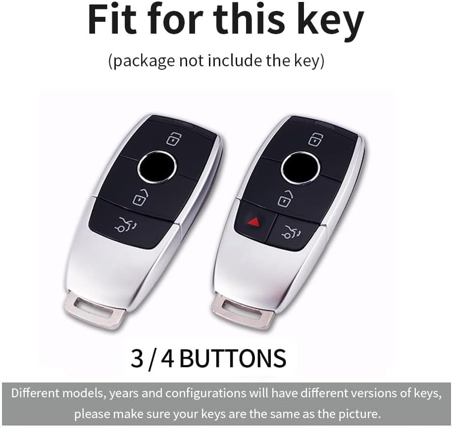 Ontto Alloy Car Key Fob Cover Fit for Mercedes Benz a C E S G Class GLC CLE CLA GLB GLS W177 W205 W213 W222 X167 AMG Key Case Keyring PVC Key Shell Holder Keychian Accessories 3/4 Buttons Black - Red image number 5