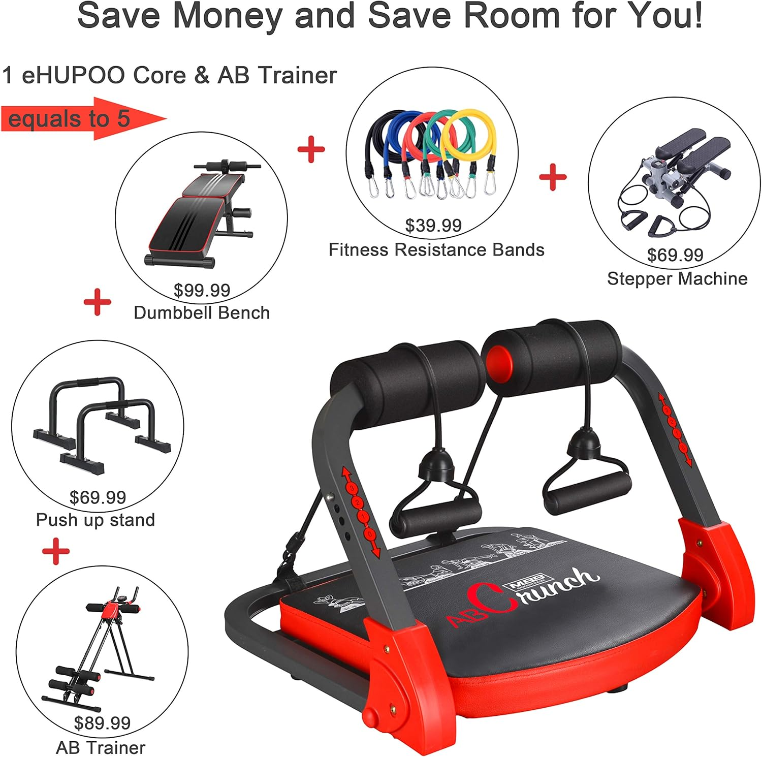 Ab Machine Workout Equipment,Whole Body Ab Workout Machine,Sit up Exercise Equipment for Home, Strength & Abdominal Trainer with 3 Adjustable Resistance Levels and Bands.Us Patented image number 2