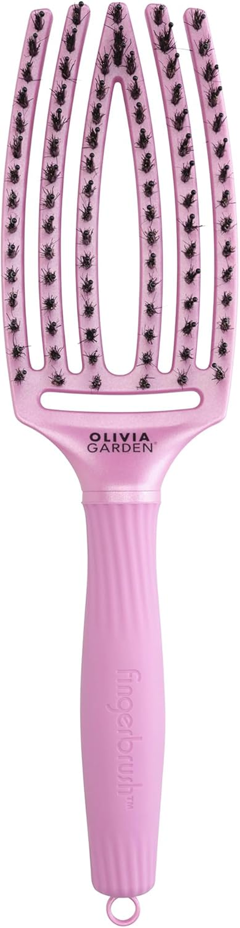 Olivia Garden Fingerbrush Combo Medium Arctic Lights Celestial Pink | Hair Brush Limited Edition Pink | Care Ionic Boar & Nylon