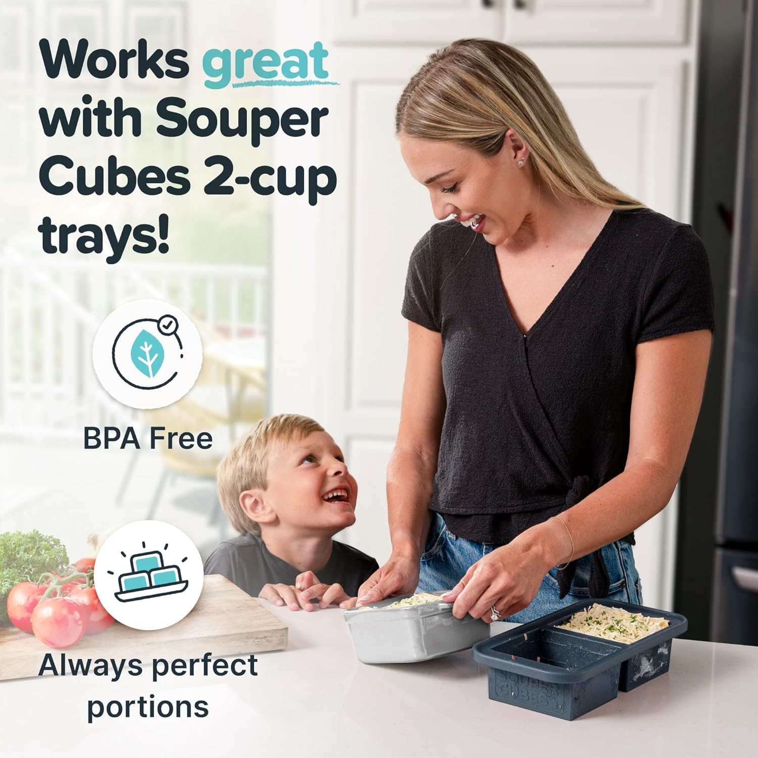 Souper Cubes Stoneware - 5" Square Baking Dish - Ceramic Baking Pan Set - Kitchen Essentials and Bakeware - Set of 2 - White image number 2