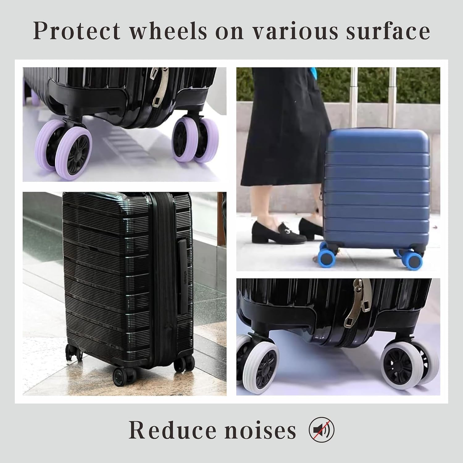 MKUCCD Luggage Wheel Cover Protectors, 8 Pcs Silicone Noise Reducing Wheel Covers, Abrasion and Shock Absorbing image number 3