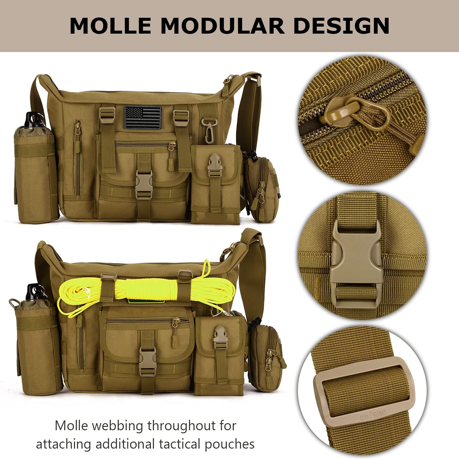 Tactical Messenger Bag - Brown image number 3