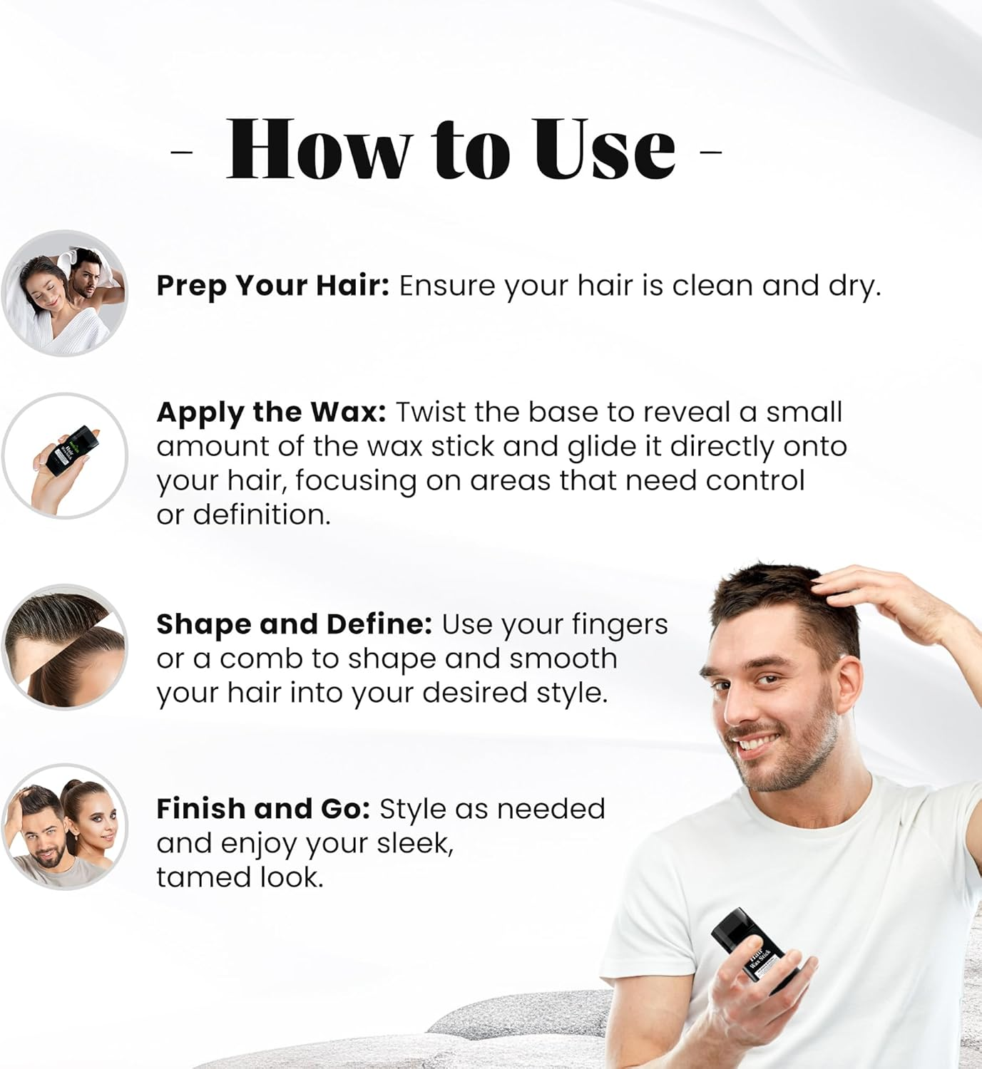 Herbishh Hair Wax Stick - Nourish & Style, Slick Wax Stick for Hair Smoothing, Flyaway Control, Frizz-Free, Perfect for Hairline & Nape Area, Pomade Stick for Hair Fly Away 2.7 OZ/75 G image number 5