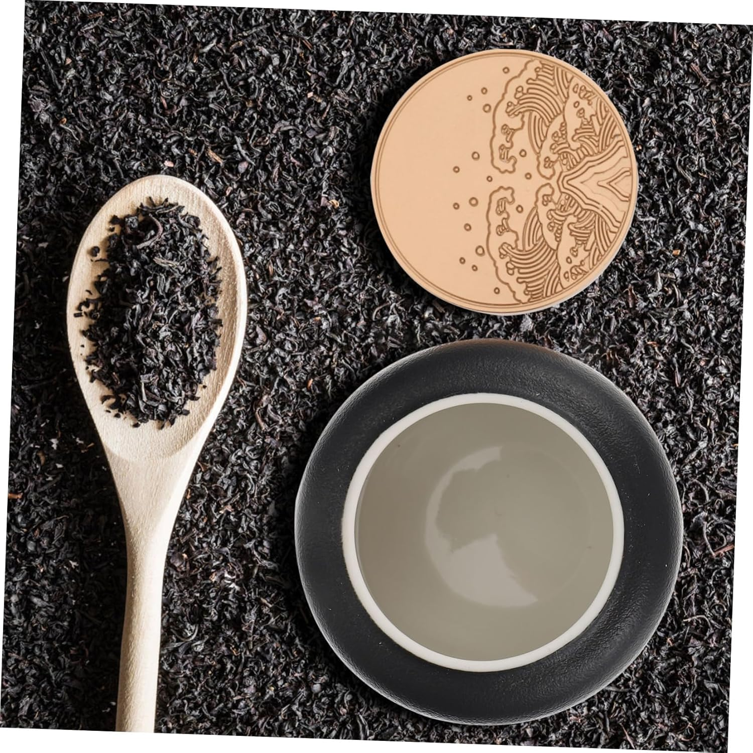 FUNOMOCYA Tea Storage Canister Airtight Black Ceramic Mini Portable Moisture-Proof Food Storage Jar for Home Kitchen Coffee Bean