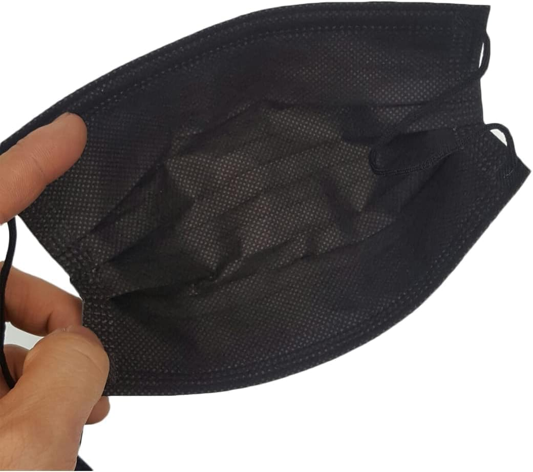 Disposable Black Face Masks for Children, 3-Ply Protection, Elastic Earloops, 100 Pack image number 6
