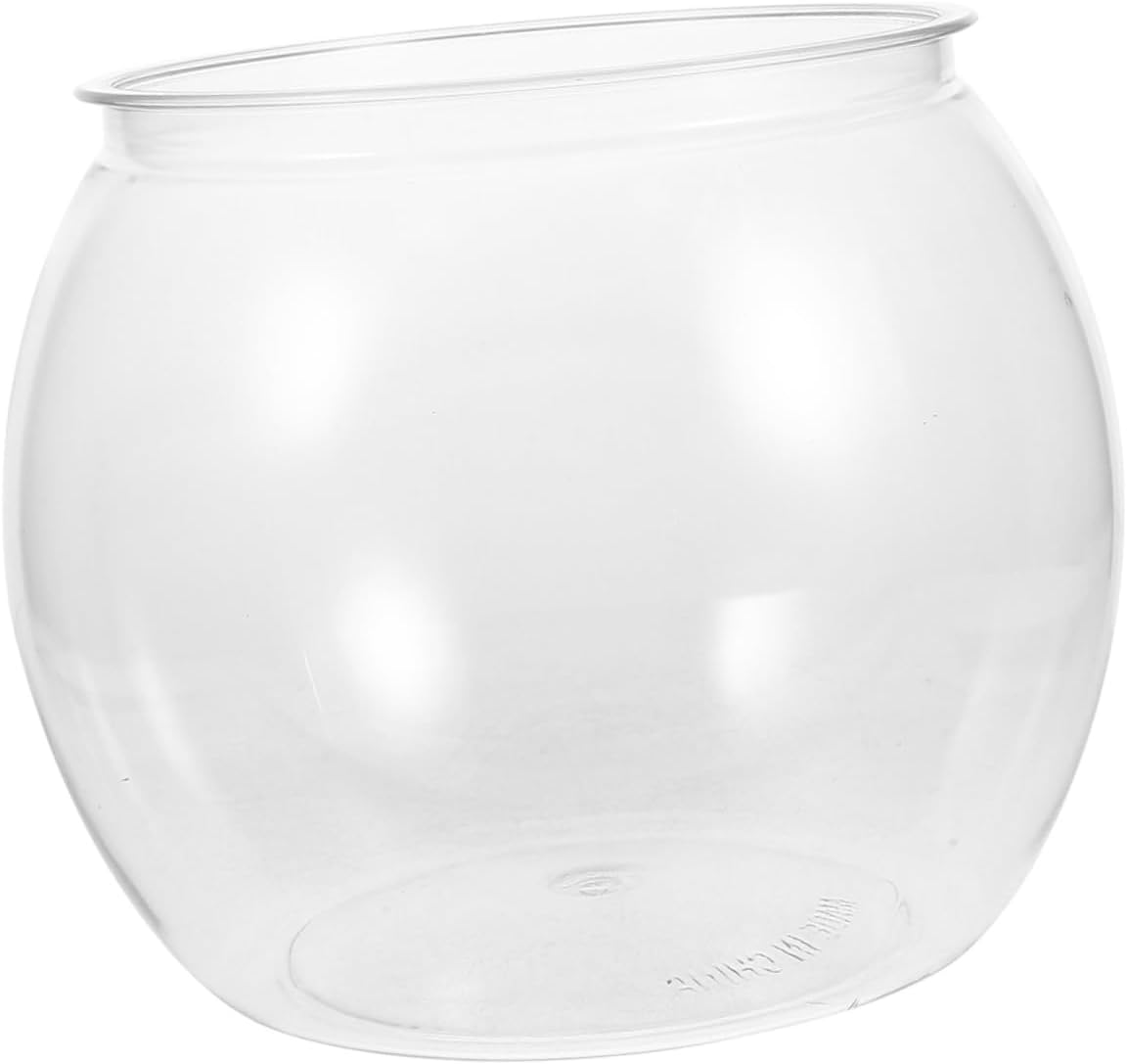 Ifundom Clear Plastic Fish Bowl Compact Impact Resistant Desktop Aquarium for Goldfish and Turtles Space Saving round Tank for Small Aquatic Pets Easy to Clean and Break Resistant