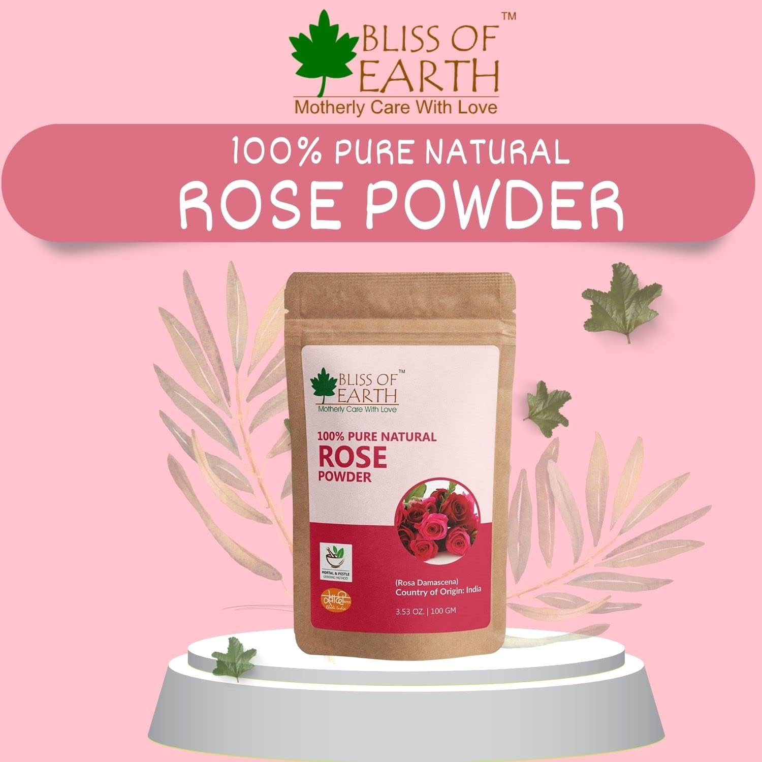 Bliss of Earth? 100% Pure Natural Rose Petals Powder | 100GM | Great for Face & Skin image number 1