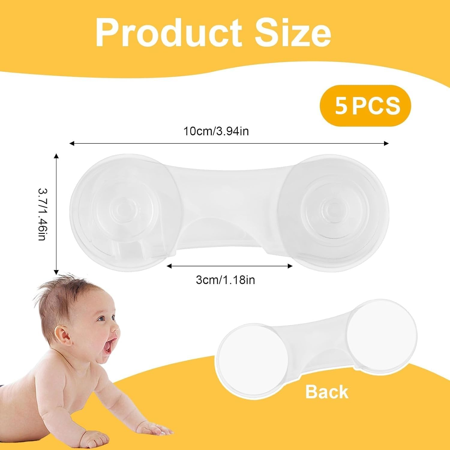 Child Safety Cabinet Locks - Baby Proofing Locks,Locks for Cabinets and Drawers, Featuring Strong and Removable Adhesive (Pack 5)