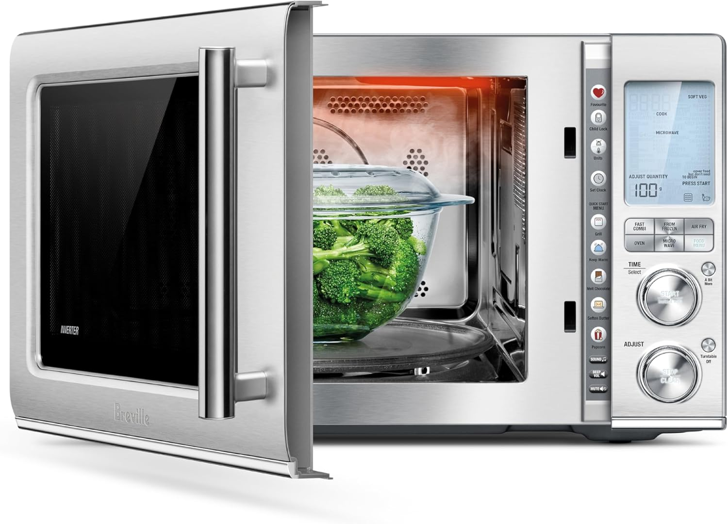 Breville, the Combi Wave 3 in 1 Microwave Oven, Brushed Stainless Steel, BMO870BSS4JAN1 - Brushed Stainless Steel image number 4