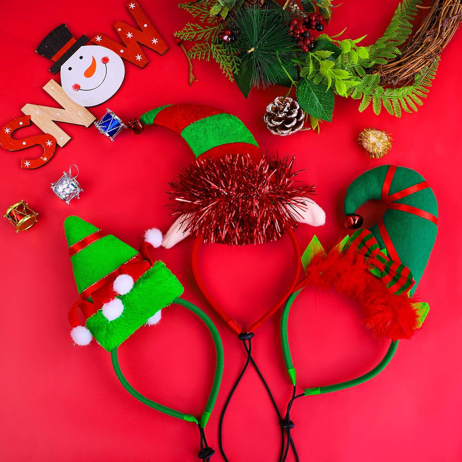 Aneco 3 Pack Christmas Puppy Dog Elf Headband Christmas Pet Elf Costume Hair Hoop Pet Hat for Dog Puppy Cat image number 5