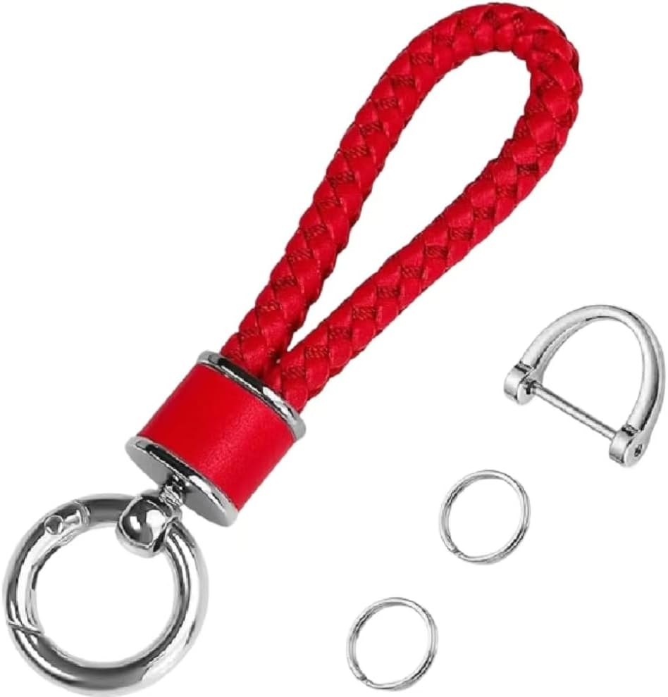 Leather Weave Keychain Suit for Car Keychain Keyring Present Woman ，With 360 Degree Rotatable D-Ring image number 6