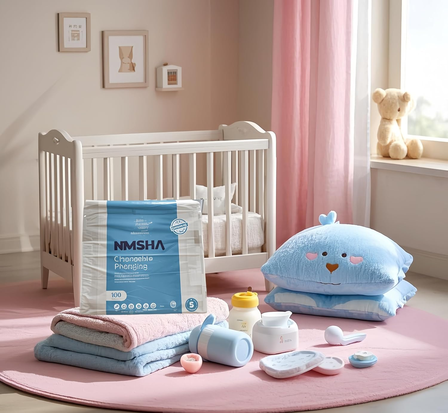 NIMSHA Disposable Changing Pads (Pack of 100) &ndash; Super Absorbent Baby Diaper Changing Pads, Leak-Proof & Breathable Bed Liners for Potty Training, Travel & Bed Protection, 43X33 Cm image number 6